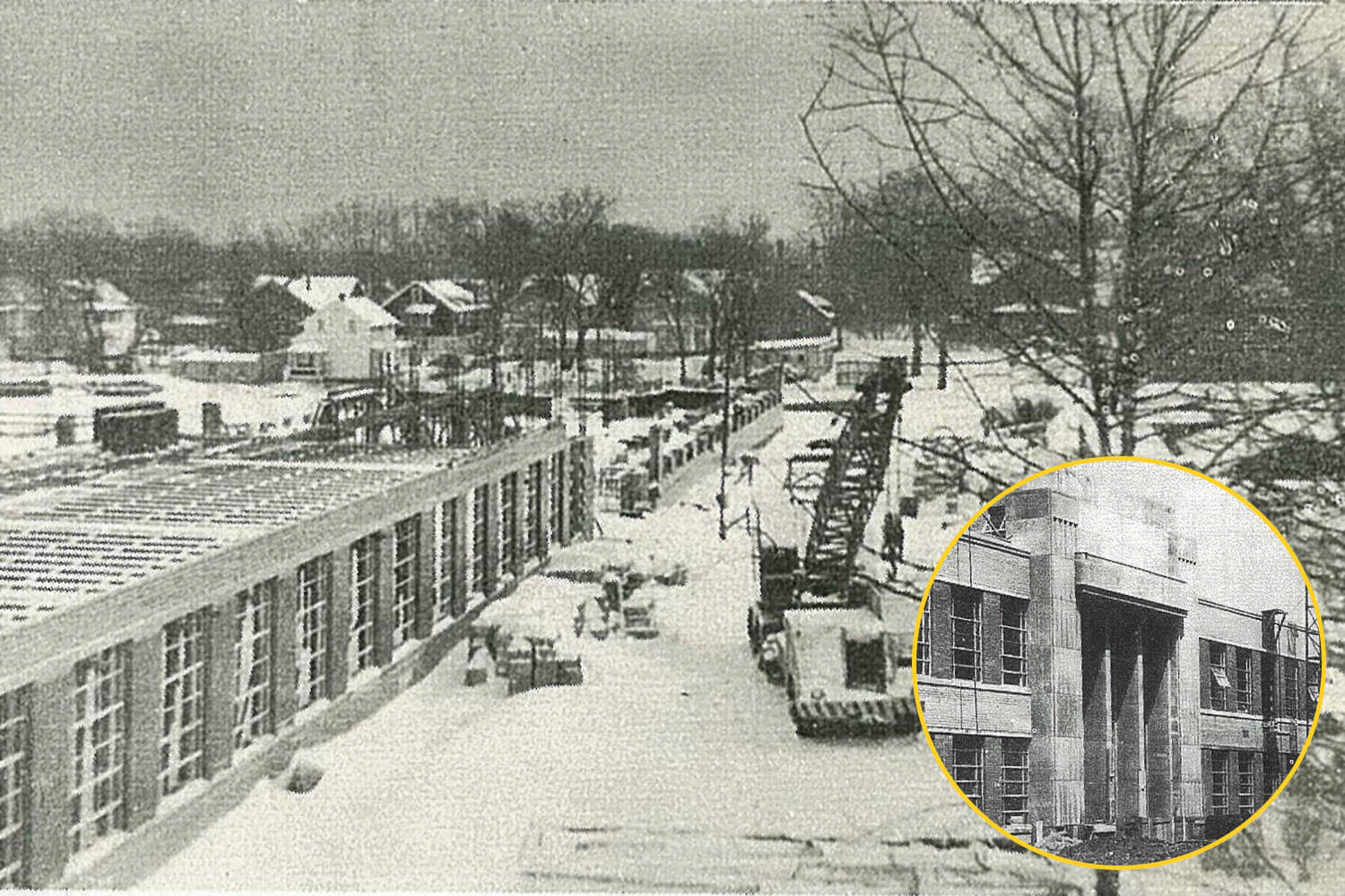 st. edward high school under construction after its founding in 1949
